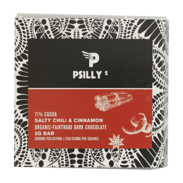 Psilly - Dark Chocolate Bar - Salty Chili & Cinnamon | Mushroom Canada