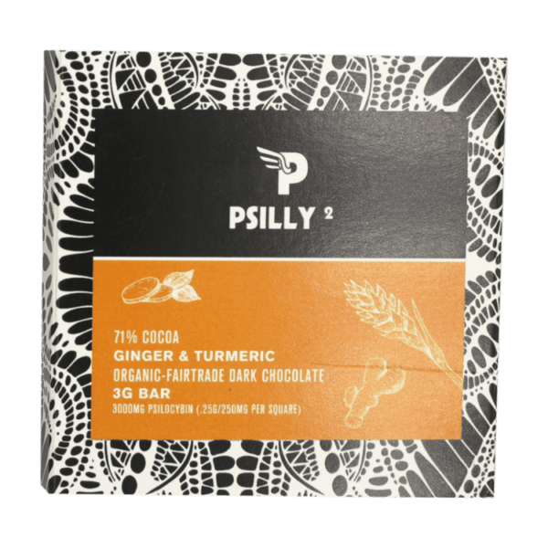 Psilly - Dark Chocolate Bar - Ginger & Turmeric | Mushroom Canada