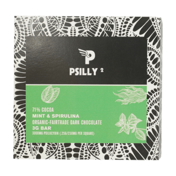 Psilly - Dark Chocolate Bar - Mint & Spirulina | Mushroom Canada